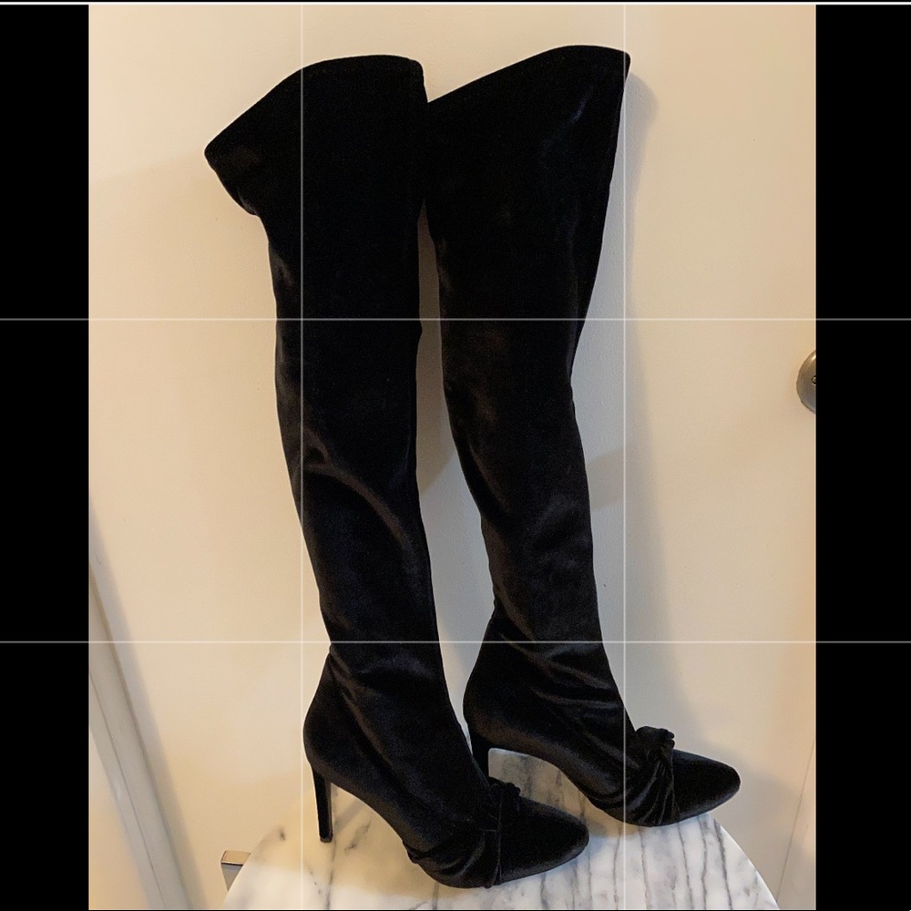 Giuseppe Zanotti Black Velvet Knee High Boots